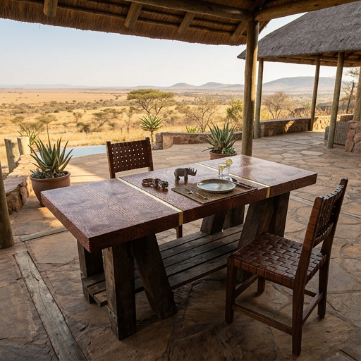Modern African Zebra lodge trestle table