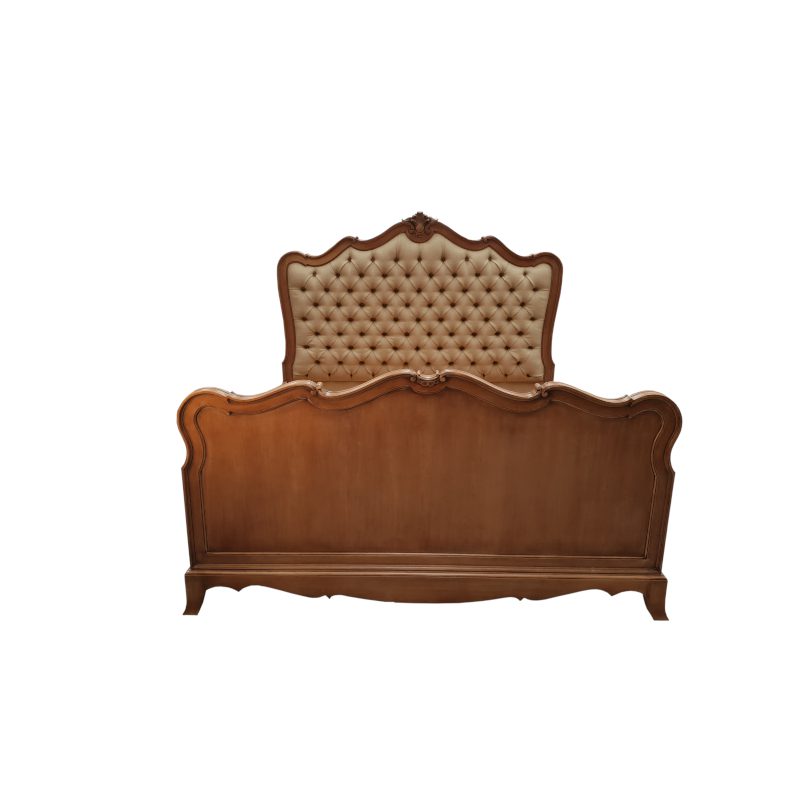 French Provincial Sleigh Bed with Diamond Button Headboard