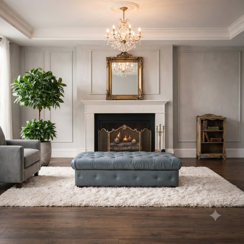 Diamond Button Ottoman